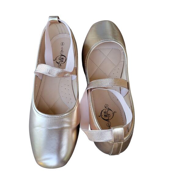 SOLE MATES Gold Metallic Ballerina Flats Size 9 - Picture 10 of 16